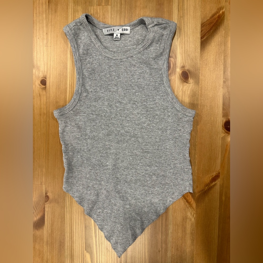 Gray Sleeveless Ribbed Top